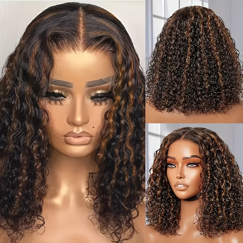Highlight Lace Front Wig Human Hair 1B/30 Black And Brown Deep Wave Wigs Glueless Wigs Human Hair Pre Cut 13x4 HD Lace Frontal Wig Human Hair Pre Plucked with Baby Hair 200% Density human hair bundles Mother's Day Promotion